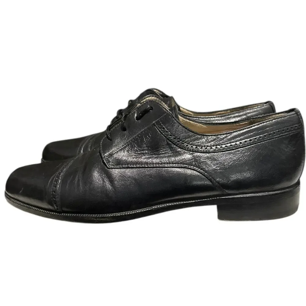 Bally Men’s Trino Black Leather Cap Toe Oxford Dress Shoe Italy Size 9 EEE